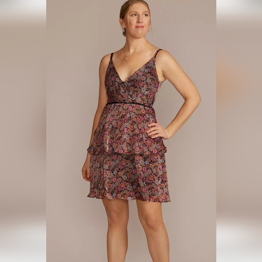 David Bridal Floral Rhinestone Dress, Nwt, Sz 4